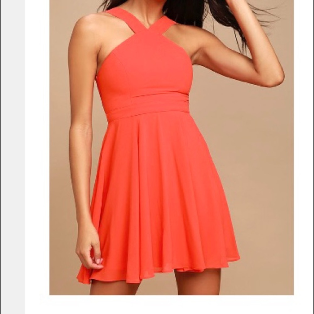 Lulu’s Coral Red Skater Dress